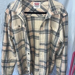Levi's Beige Plaid Button-Up Shirt